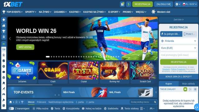 1xBet casino screenshot